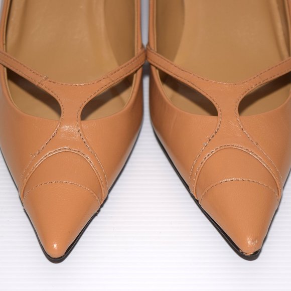 New Colin Stuart Tan Leather Pointed Toe Heels Pumps Size 7 - Picture 5 of 8